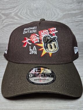 LA Dodgers Shohei Ohtani Matcha New Era 9forty A-Frame Snapback Hat Brown NEW